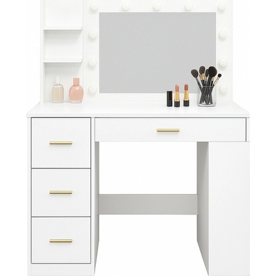 Aga toaletní stolek se zrcadlem a osvětlením matný bílý MRDT19 – Zbozi.Blesk.cz