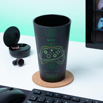 CurePink Černá sklenice Xbox Controller 400 ml