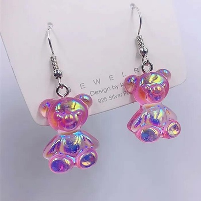 Oliwia Jewelry náušnice Medvídek růžová perleť EA175