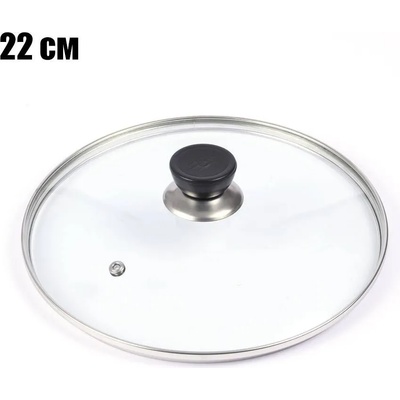 22 см стъклен капак с отвор за пара и кант от неръждаема стомана (8050)