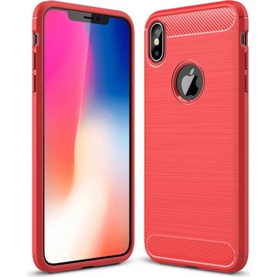AppleKing odolný v štýle brúseného karbónu iPhone XS Max – červené