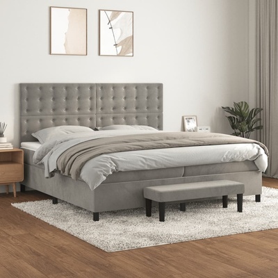 Petrashop 3138103 boxspring postel s matrací světle šedá samet