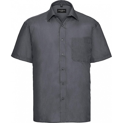 Russell Collection Pánska košeľa Poplin s kratkými rukávmi Tmavo sivá
