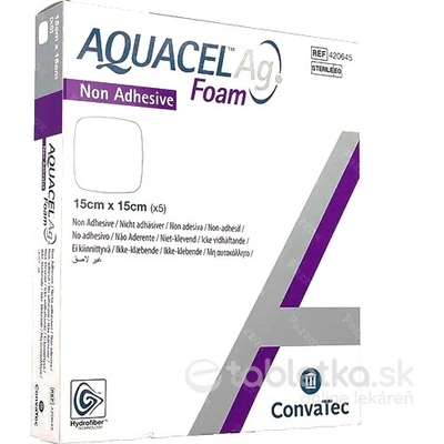AQUACEL Foam Hydrofiber krytie na rany neadhezívne penové, 15 x 15 cm 5 ks