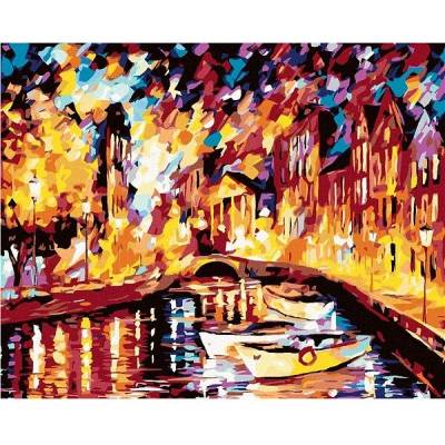 zuty malování podle čísel Loďky v Benátkách 100 x 80 cm vypnuté plátno na rám