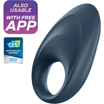 Satisfyer Mighty One - интелигентен вибрационен пенис пръстен (син)