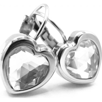 Steel Jewelry náušnice srdce bílé z chirurgické oceli NS220113