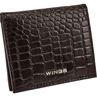 Malá dámská peněženka WINGS z přírodní kůže CROCO Černý