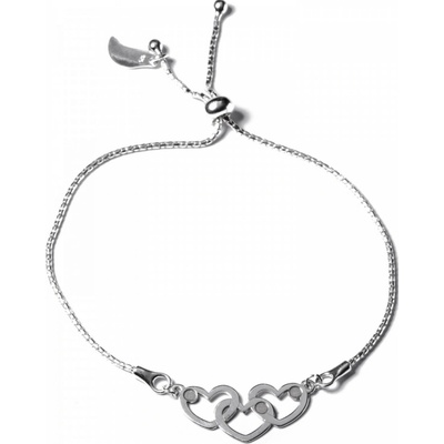 Zlatnictví zlatíčko stříbrný náramek se srdíčky NKPLLK0548