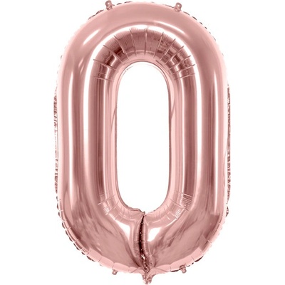 PartyDeco Fóliový balónek narozeninové číslo 0 růžovo zlatý