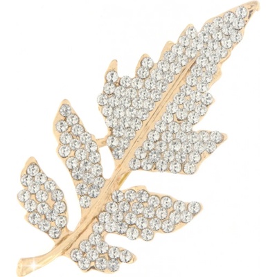 Biju brož lístek vyskládaný zirkony zlatá 9001469