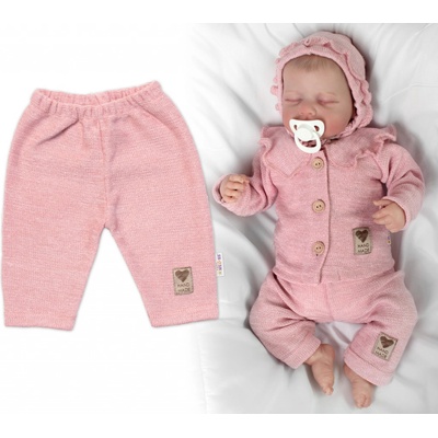 Baby Nellys Pletené nohavice Hand Made Girl ružové