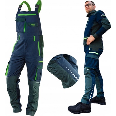 Neo Tools 81-247 monterkové kalhoty s laclem Premium modro-zelené