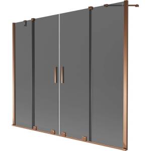 Mexen Velar Duo параван за вана, 2-крилен плъзгащ се 190 x 150 см, графит, розово злато - 896-190-000-42-60 (896-190-000-42-60)