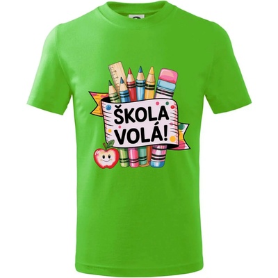Škola volá farebné tričko detské Apple Green