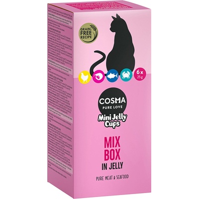 Cosma 6х25г Mini Jelly Cups Cosma, лакомство за котки - смесена опаковка