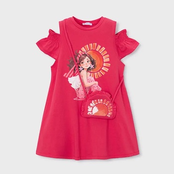 Mayoral Тъмнорозова рокля cut out с чанта за мини момиче Mayoral