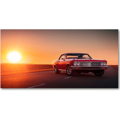 Foto obraz sklo tvrzené červené auto 100x50 cm
