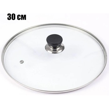 Image 1 of 30 см стъклен капак с отвор за пара и кант от неръждаема стомана