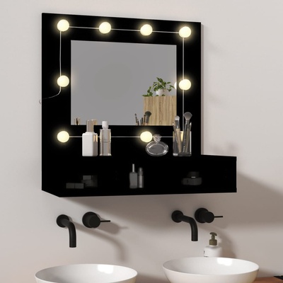 vidaXL Огледален шкаф с LED, черен, 60x31, 5x62 см (833520)