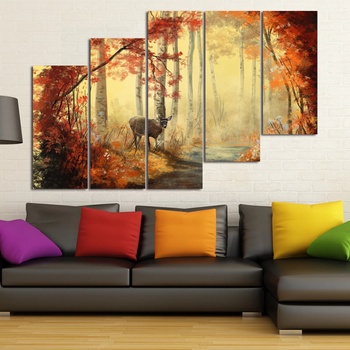 Vivid Home Картини пана Vivid Home от 5 части, Пейзаж, Канава, 110x65 см, 8-ма Форма №0844