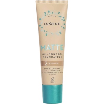 Lumene Дълготраен фон дьо тен Matte Oil Control, 02 Medium, SPF20, 30 ml
