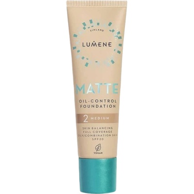 Lumene Дълготраен фон дьо тен Matte Oil Control, 02 Medium, SPF20, 30 ml