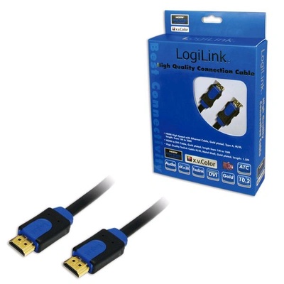 LogiLink Кабел LogiLink, 2 x HDMI, 10 м, черен/син (CHB1110)