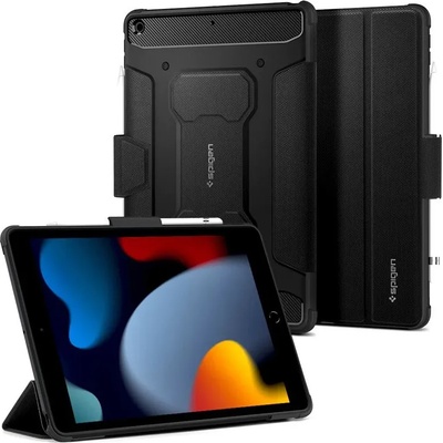Spigen Rugged Armor Pro Case - хибриден удароустойчив кейс с поставка за iPad 9 (2021), iPad 8 (2020), iPad 7 (2019) (черен)
