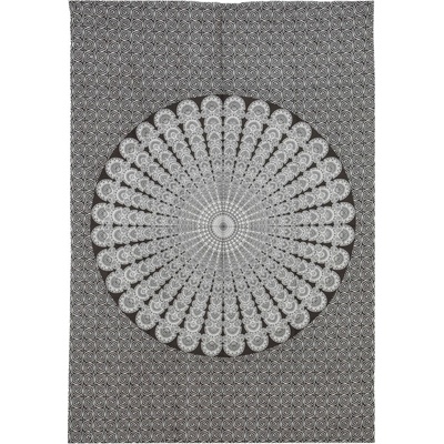 Sanu Babu přehoz na postel Barmeri round paví pera černo-bílý 135 x 200 cm