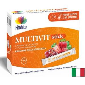 Fitobios Пълен спектър витамини и минерали - За енергия, имунитет и тонус, Multivit Stick, 14 течни сашета (430956 FITO)