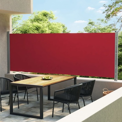 vidaXL Zatahovací boční markýza červená 160 x 600 cm