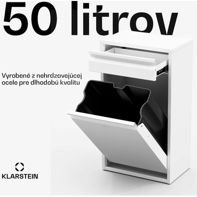 Klarstein Ordnungshüter Koš na kuchynský odpad 50 L so zásuvkou KG30-Ord-50 l-weiß