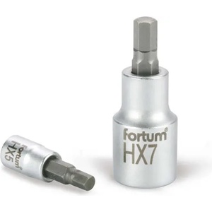 Fortum накрайник, имбус, 1/2", 61CrV5/S2, матов хром; 12mm (HX12), 55mm FORTUM