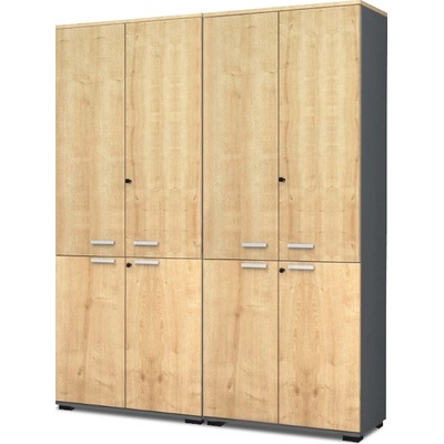 TopMebel Офис библиотека Venturo TopMebel от меламин с врати в цвят антрацит - дъб 160x40x200cm