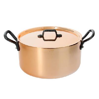 Hrnec de Buyer, 6342.24, PRIMA MATERA, měděný, poklička, úchyty z litiny, pro všechny varné desky, průměr 24 cm, výška 12,3 cm, objem 5,4 L