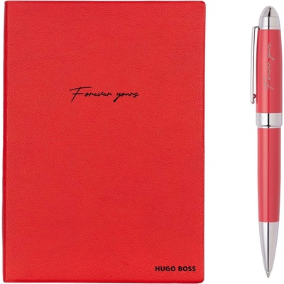 HUGO BOSS Комплект тефтер и химикалка Hugo Boss - Forever Yours, A5, червен (HPBH121PL-SV)