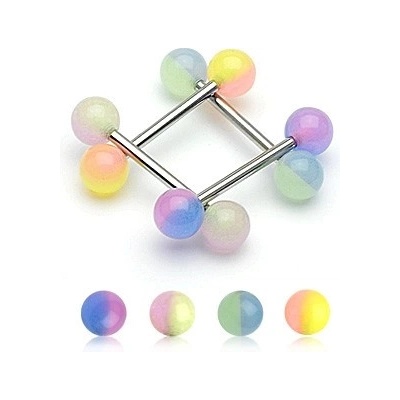 Šperky eshop piercing do jazyka dvoubarevná kulička W32.14 Zelená Fialová