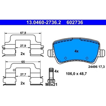 Sada brzdových platničiek kotúčovej brzdy ATE 13.0460-2736.2