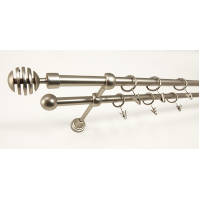 Garol Kovová garnýž Koule trio decorative dvouřadá stříbrná 320 cm