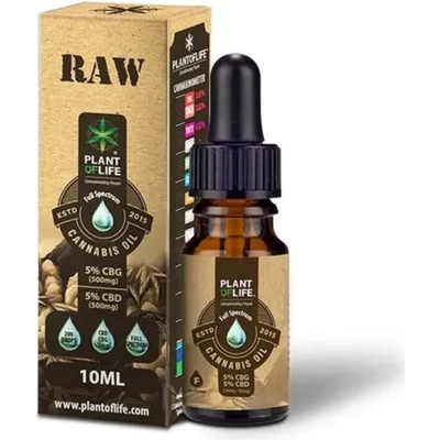 Plant of Life Konopný olej Fullspectrum 5% CBD 5% CBG RAW 10 ml