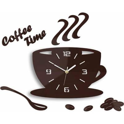 Moderné nástenné hodiny COFFE TIME 3D BURGUNDY burgundy