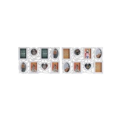 DKD Home Decor Рамка за снимки DKD Home Decor 8 снимка Кристал Бял PP (58 x 2 x 37, 5 cm) (2 броя)