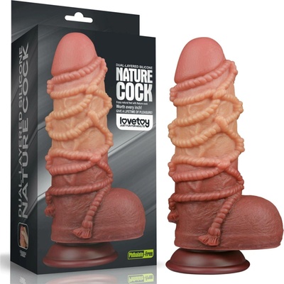 LoveToy 9,5" Dual Layered Platinum Silicone Nature Cock realistické dildo 25 x 7,7 cm