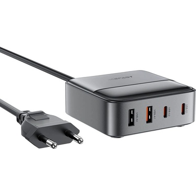 Захранване за ел. мрежа за лаптопи, смартфони и таблети с 2xUSB и 2xUSB-C изходи с технология за бързо зареждане - Acefast Z6 4-Port GaN Desktop Wall Charger 65W (черен) (Z6-Black)