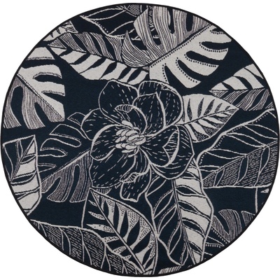 Multidecor Външен килим jungle 135 см черен/бял/листен десен (mu0222)