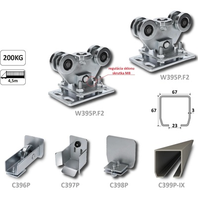 PICCOLO samonos do 200 kg/4,5 m, profil 67 x 67 x 3 mm