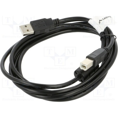 Lanberg CA-USBA-11CC-0018-BK USB 2.0, USB A vidlice,USB B vidlice, zlacený, 1,8m, černý