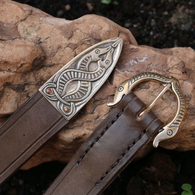 Drakkaria BORRE BESTIE kožený opasek viking bronz P35297