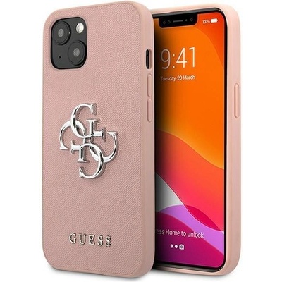 Púzdro Guess iPhone 13 mini Saffiano 4G Metal Logo ružové